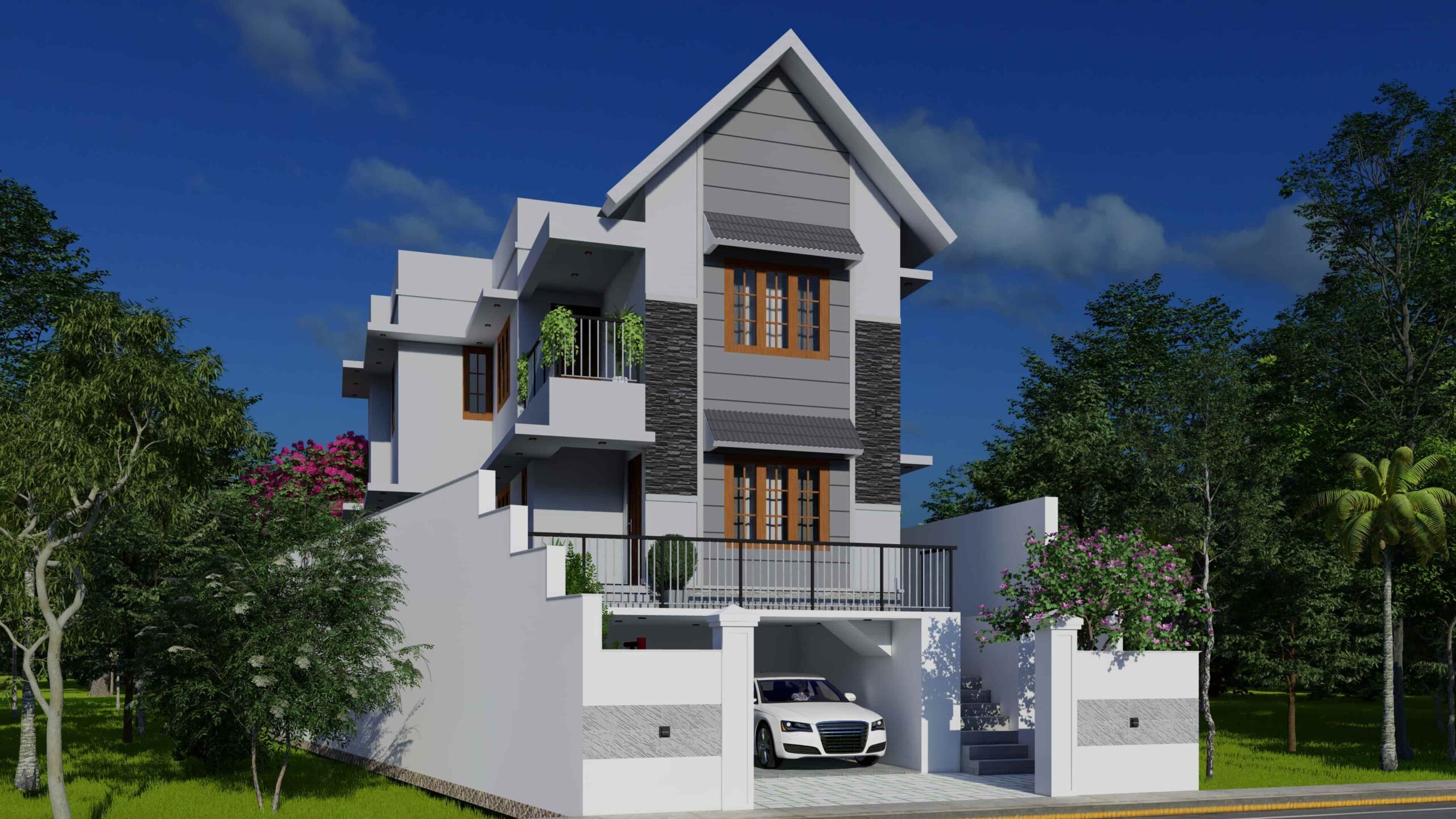 Modern villa design by architects in Trivandrum